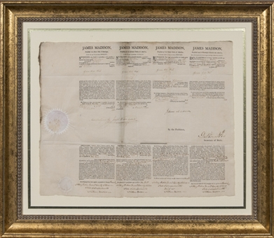 1810 President James Madison Signed and Framed Ships Commision (PSA/DNA)